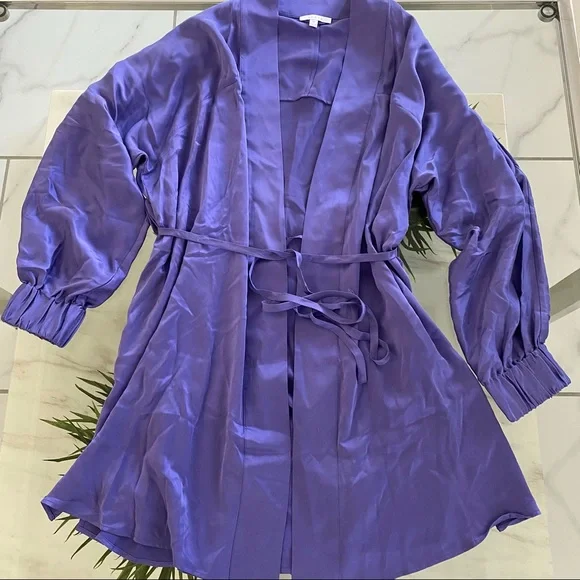 Lunya Washable Silk Robe Purple - Picture 2 of 5